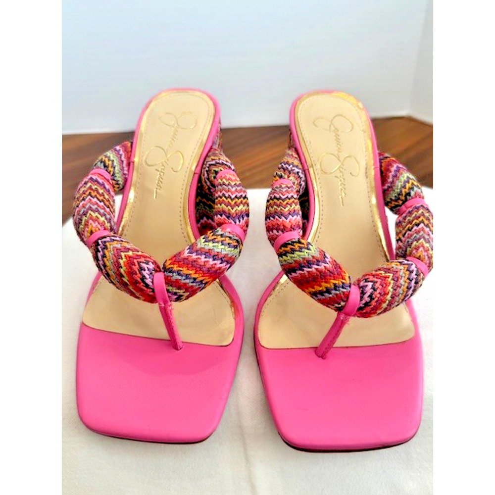 Jessica Simpson Womens Olimpio Block Heel Thong Sandal Blush Pink Multi SZ 7 - Picture 2 of 16